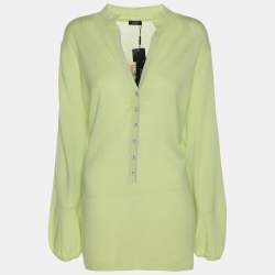 Pre Owned Basler Green Stretch Knit Long Sleeve Shirt XL