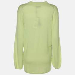 مملوكة مسبقًا قميص بكم طويل محبوك مرن أخضر باسلر مقاس كبير جدًا