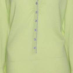 مملوكة مسبقًا قميص بكم طويل محبوك مرن أخضر باسلر مقاس كبير جدًا