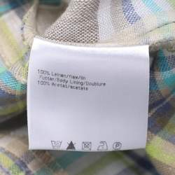 مملوكة مسبقًا Basler Green Checkered Linen Long Sleeve Belted Cuff Shirt XL