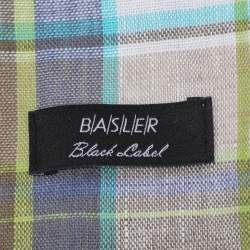 مملوكة مسبقًا Basler Green Checkered Linen Long Sleeve Belted Cuff Shirt XL