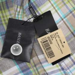 مملوكة مسبقًا Basler Green Checkered Linen Long Sleeve Belted Cuff Shirt XL