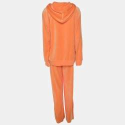Pre Owned Marina Sport by Marina Rinaldi Orange Jersey Hoodie and Joggers Set L