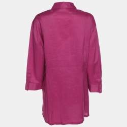 Pre Owned Elena Miro Pink Knit Fabric 3/4 Sleeve Shirt XL
