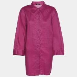 Pre Owned Elena Miro Pink Knit Fabric 3/4 Sleeve Shirt XL