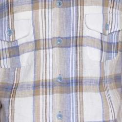 مملوكة مسبقًا Basler Multicolor Check Linen Long Sleeve Shirt XL