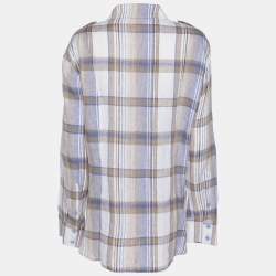 مملوكة مسبقًا Basler Multicolor Check Linen Long Sleeve Shirt XL