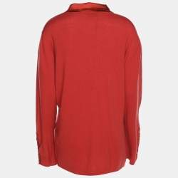 مملوكة مسبقًا سترة محبوكة مطاطة حمراء بأكمام طويلة باسلر مقاس كبير جدًا