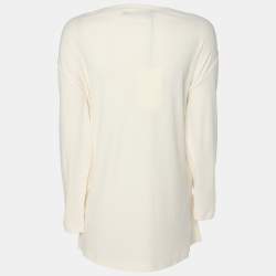 Pre Owned Marina Rinaldi Cream Crepe Sweater L