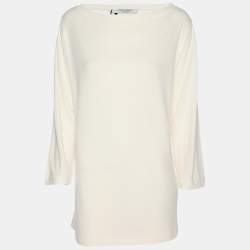 Pre Owned Marina Rinaldi Cream Crepe Sweater L