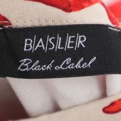 Pre Owned Basler Orange/Beige Coral Print Jersey Midi Skirt XL