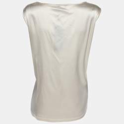 Pre Owned Basler Cream Satin Sleeveless Tops XL