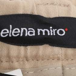 Pre Owned Elena Miro Khaki Stretch Cotton Wide Leg Pants XL