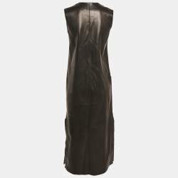 مملوكة مسبقًا Aeron Black Leather Zip Front Sleeveless Dress S