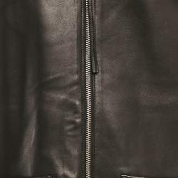 مملوكة مسبقًا Aeron Black Leather Zip Front Sleeveless Dress S