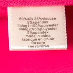Pre Owned Ronny Kobo Hot Pink Satin Knot Detail Ruched Mini Dress S