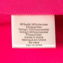 Pre Owned Ronny Kobo Hot Pink Satin Knot Detail Ruched Mini Dress S