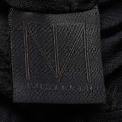 مملوكة مسبقًا Michael Costello Black Jersey Deep V-Neck Ruched Gown M