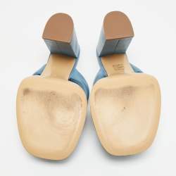 مملوكة مسبقًا Giaborghini Size 39 Blue Leather Platform Thong Sandals