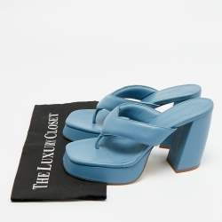 مملوكة مسبقًا Giaborghini Size 39 Blue Leather Platform Thong Sandals