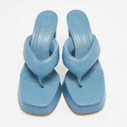 مملوكة مسبقًا Giaborghini Size 39 Blue Leather Platform Thong Sandals