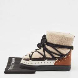 Inuikii Multicolor Leather and Fur Curly Rock High Top Sneakers Size 38