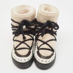 Inuikii Multicolor Leather and Fur Curly Rock High Top Sneakers Size 38