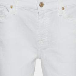 مملوكة مسبقًا 7forallmankind White Denim Skinny Ankle Length Jeans M