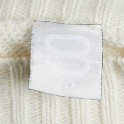 8 by Yoox Off-White Cable Knit High Neck Long Dress S