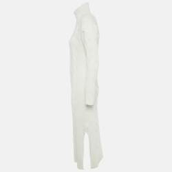8 by Yoox Off-White Cable Knit High Neck Long Dress S
