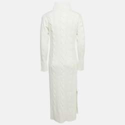 8 by Yoox Off-White Cable Knit High Neck Long Dress S