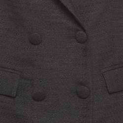 مملوكة مسبقًا 8 by Yoox Black Tweed Feather Trim Blazer and Mini Skirt Suit S