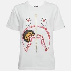 Pre Owned A Bathing Ape Baby Milo Shark Print Cotton T-Shirt M