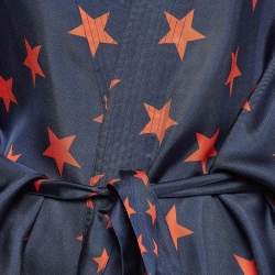Pre Owned AZ Factory Blue You're A Star Print Silk Kimono M/L