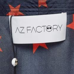 Pre Owned AZ Factory Blue You're A Star Print Silk Kimono M/L