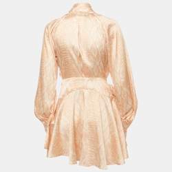 Pre Owned Acler Beige Snakeskin Print Satin Mini Wrap Dress S