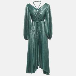 Pre Owned Acler Green Plisse Shimmer Lanesfield Maxi Dress S