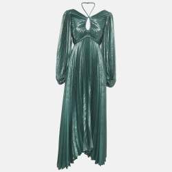 Pre Owned Acler Green Plisse Shimmer Lanesfield Maxi Dress S