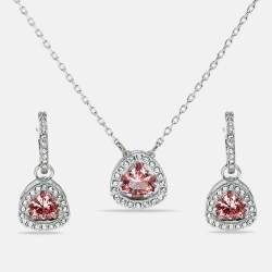 Swarovski Una Crystals Silver Tone Earring Necklace Set