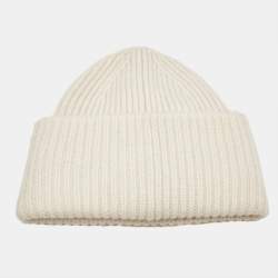 Acne Studio Ivory Rib Knit Evil Face Logo Beanie One Size 