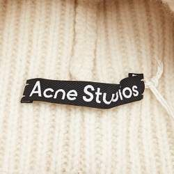 Acne Studio Ivory Rib Knit Evil Face Logo Beanie One Size 