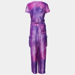 Acne Studios Purple Velvet Crop Top and Track Pants Set L