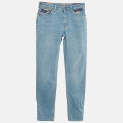 Pre Owned Acne Studios Blå Konst Blue South Purple Cloud Print Denim Jeans S Waist 27"