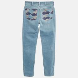 Pre Owned Acne Studios Blå Konst Blue South Purple Cloud Print Denim Jeans S Waist 27"