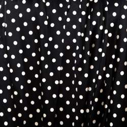 Pre Owned Acne Monochrome Shy Dots and Striped Panel Detail Silk Asymmetric Tank Top L