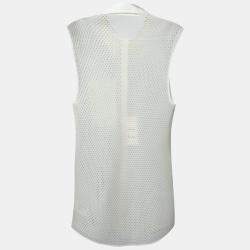 Acne Studios White Perforated Mesh Sleeveless Adelia Shirt M