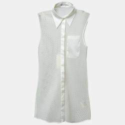 Acne Studios White Perforated Mesh Sleeveless Adelia Shirt M