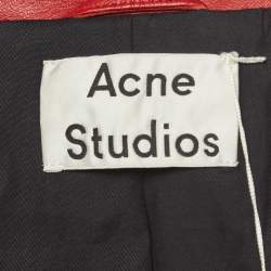 Pre Owned Acne Studios Red Leather Biker Jacket M