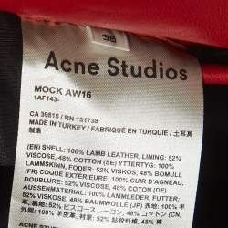 Pre Owned Acne Studios Red Leather Biker Jacket M