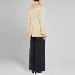 Pre Owned Acne Studios Beige/Yellow Patterned Linen-Blend Blazer S (EU 36)